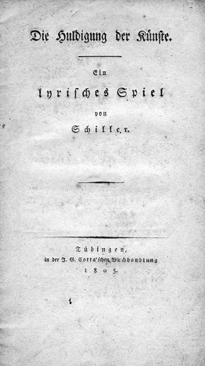 Lot 2175, Auction  101, Schiller, Friedrich, Die Huldigung der Künste