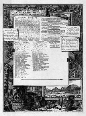 Lot 5408, Auction  101, Piranesi, Giovanni Battista, Catalogo delle Opere