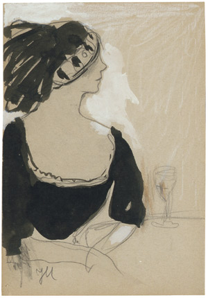 Lot 8237, Auction  101, Mammen, Jeanne, Dame am Tisch, mit Federschmuck im Haar