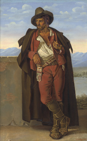 Lot 6091, Auction  102, Coblitz, Louis, Junger Mann in Tiroler Tracht, an einer Mauer gelehnt und Pfeife