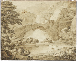 Lot 6460, Auction  102, Kobell, Franz, Landschaft mit Wasserfall und Felsentor