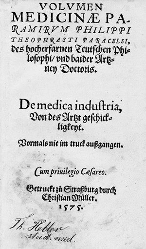 Lot 1087, Auction  103, Paracelsus, Volumen medicinae paramirum