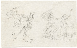 Lot 6189, Auction  103, Bella, Stefano della, Umkreis. Alte Männer mit Schwert gegen den Tod kämpfend