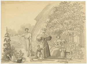 Lot 6770, Auction  103, Voltz, Johann Michael, Junge Familie vor einer Orangerie