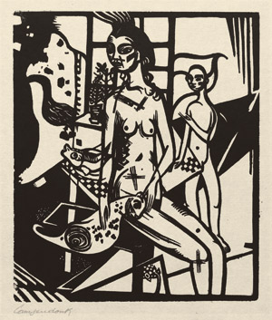 Lot 8035, Auction  103, Campendonk, Heinrich, Interieur mit zwei Akten