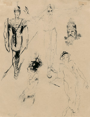 Lot 8265, Auction  103, Slevogt, Max, Studienblatt mit Figuren