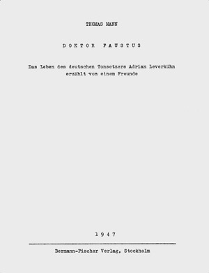 Lot 3391, Auction  104, Mann, Thomas, Doktor Faustus