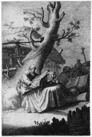 Lot 5292, Auction  104, Vliet, Johannes van, Eremit unter einem Baum sitzend und lesend. 