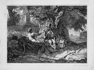 Lot 5467, Auction  104, Erhard, Johann Christoph, Der mit seinem Führer rastende Künstler (Selbstbildnis)