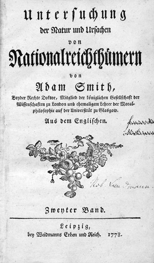 Lot 803, Auction  105, Smith, Adam, Untersuchung der Natur und Ursachen von Nationalreichthümern