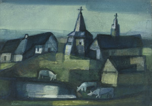 Lot 7270, Auction  105, Huhnen, Fritz, Dorflandschaft