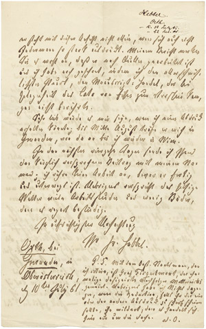 Lot 2072, Auction  106, Hebbel, Friedrich, Brief 1861 + Beigabe