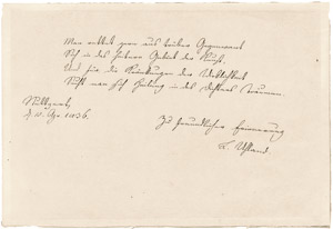 Lot 2153, Auction  106, Uhland, Ludwig, Albumblatt 1836 + Porträt