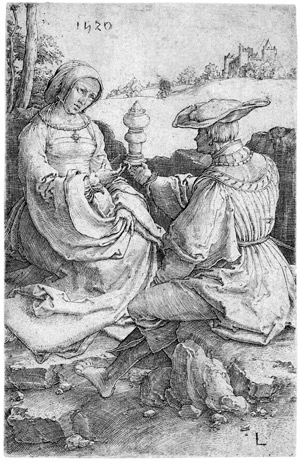 Lot 5759, Auction  106, Leyden, Lucas van, Edelmann und eine Dame in einer Landschaft sitzend