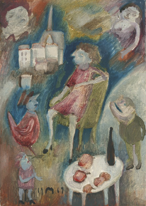 Lot 7386, Auction  106, Mühlenhaupt, Kurt, Personen mit Häuserstaffage im Hintergrund