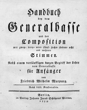 Lot 508, Auction  107, Marpurg, Friedrich Wilhelm, Handbuch bey dem Generalbasse 