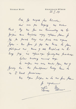 Lot 2050, Auction  107, Mann, Thomas, 16 Briefe und Postkarten + Beilagen