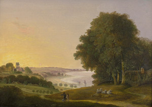 Lot 6134, Auction  107, Tengnagel, Fabritius Frederik Michael Ernst de, Dänische Uferlandschaft bei Sonnenaufgang