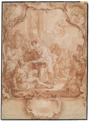 Lot 6563, Auction  107, Süddeutsch, Mitte 18. Jh. Petrus heilt den Lahmen vor der Tempelpforte