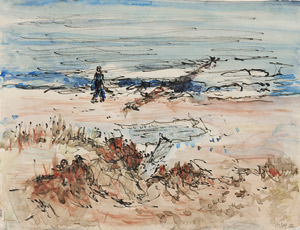 Lot 7441, Auction  108, Niemeyer-Holstein, Otto, Strand mit Dünen und Spaziergänger