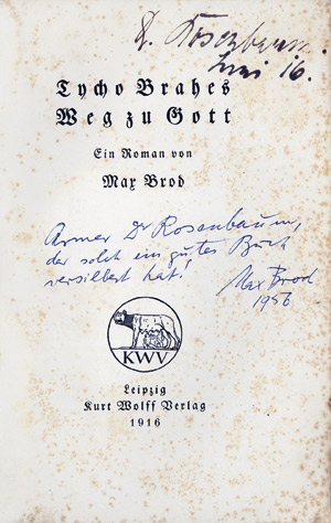Lot 3051, Auction  109, Brod, Max, Tycho Brahes Weg zu Gott
