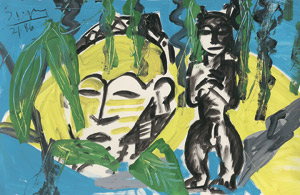 Lot 7409, Auction  109, Szczesny, Stefan, Stilleben mit Portrait und Stammesfigur