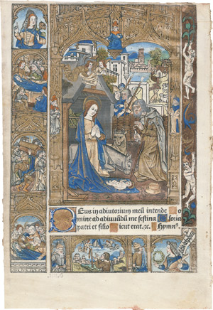 Lot 1005, Auction  110, Stundenbuchblätter, Konvolut von 4 kolorierten Einzelblättern aus einem Stundenbuch