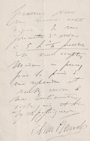 Lot 2487, Auction  110, Franck, César, Brief an eine Dame