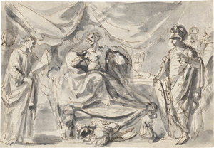 Lot 6442, Auction  110, Niederländisch, 17. Jh. Gelehrter und Soldaten vor einem thronenden Feldherrn. 