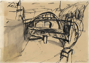Lot 7285, Auction  110, Moldovan, Kurt, Studie zu Kanalbrücke