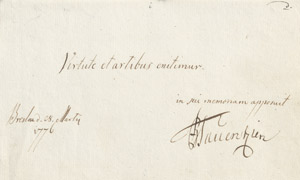 Lot 2219, Auction  111, Tauentzien, Friedrich Bogislav von, Albumblatt 1776