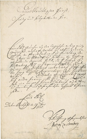 Lot 2263, Auction  111, Arenberg, Leopold Philipp, Herzog zu, Brief 1735 an Prinz Eugen von Savoyen