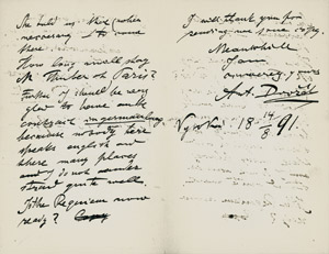 Lot 2348, Auction  111, Dvorak, Antonin, Brief 1891