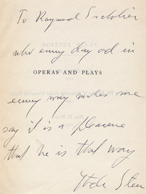 Lot 3434, Auction  111, Stein, Gertrude, Operas and Plays