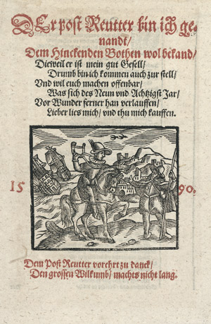 Los 583 - Rollenhagen, Georg - Der post Reutter bin ich genandt, Dem Hinckenden Bothen wol bekand.  - 0 - thumb