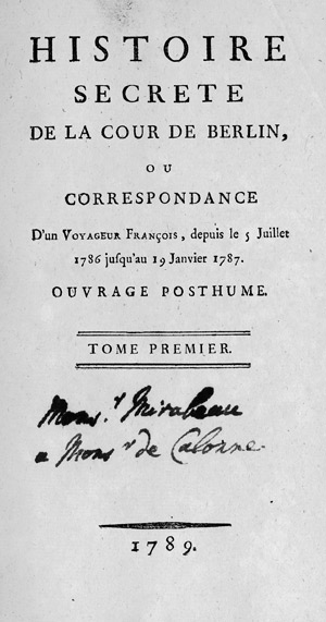 Lot 1429, Auction  112, Mirabeau, Honoré Gabriel Comte de Riquetti, Histoire secrete de la cour de Berlin