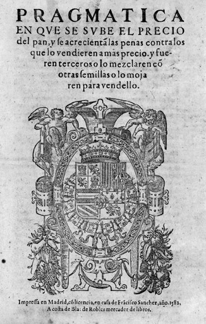 Lot 1839, Auction  112, Pragmática, en que sube el precio del pan