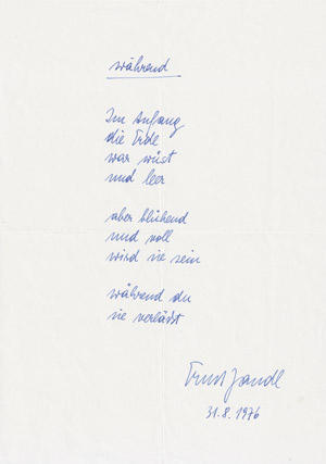 Lot 2400, Auction  112, Jandl, Ernst, Gedichtmanuskript + Begleitbrief