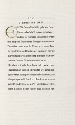 Lot 3040, Auction  112, Binding, Rudolf G., Traurede einer Freundschaft gehalten