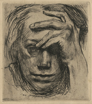 Lot 3296, Auction  112, Kollwitz, Käthe, Selbstbildnis mit Hand an der Stirn