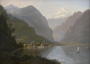 Lot 6102, Auction  112, Schweizerisch, 19. Jh. Blick wohl auf Oberhofen am Thunersee