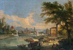 Lot 6124, Auction  112, Signorini, Giovanni, Blick über den Arno auf die Altstadt von Florenz 