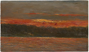 Lot 6174, Auction  112, Schleich, Robert, "Abendrot" - Wolkenstudie mit tiefrotem Abendhimmel über einer Flusslandschaft