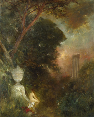 Lot 6249, Auction  112, Schennis, Friedrich von, Römische Abendlandschaft: Junge Frau beim Bade in einem Hain