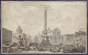 Lot 6493, Auction  112, Desprez, Louis-Jean, Catania: Komödianten auf der Piazza del Obelisco,