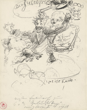 Los 8523 - Corinth, Lovis - Der Künstler mit einem Pokal, im Hintergrund der Tod ihn umarmend - 1 - thumb