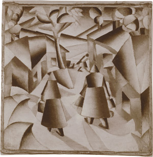 Lot 4241, Auction  113, Malevich, Kazimir, Photographic reproduction of K. Malevich's "Morning in the Village after Snowstorm" and "Woman with Pails"