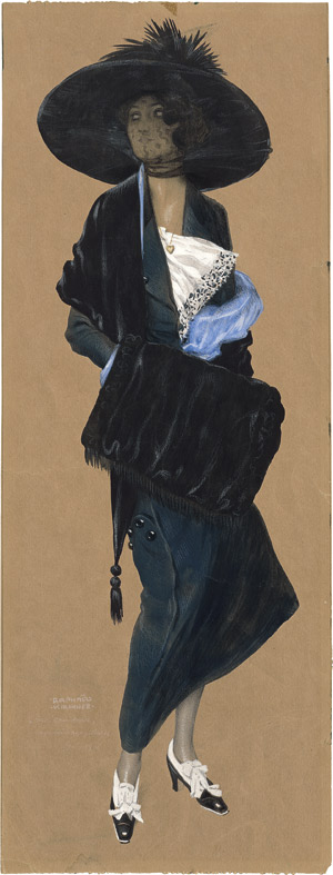 Lot 6884, Auction  113, Kirchner, Raphaël, Mondäne Dame mit Muff und Belle Epoque Hut