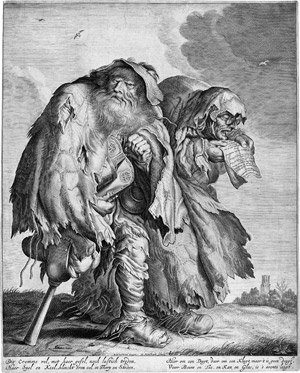 Lot 5374, Auction  114, Matham, Adriaen Jacobsz., Bettlerpaar: Bettler seine Drehorgel spielend mit seiner singenden Frau