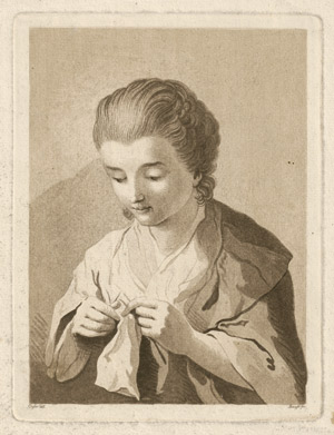 Lot 5426, Auction  114, Bause, Johann Friedrich, Die junge Strickerin